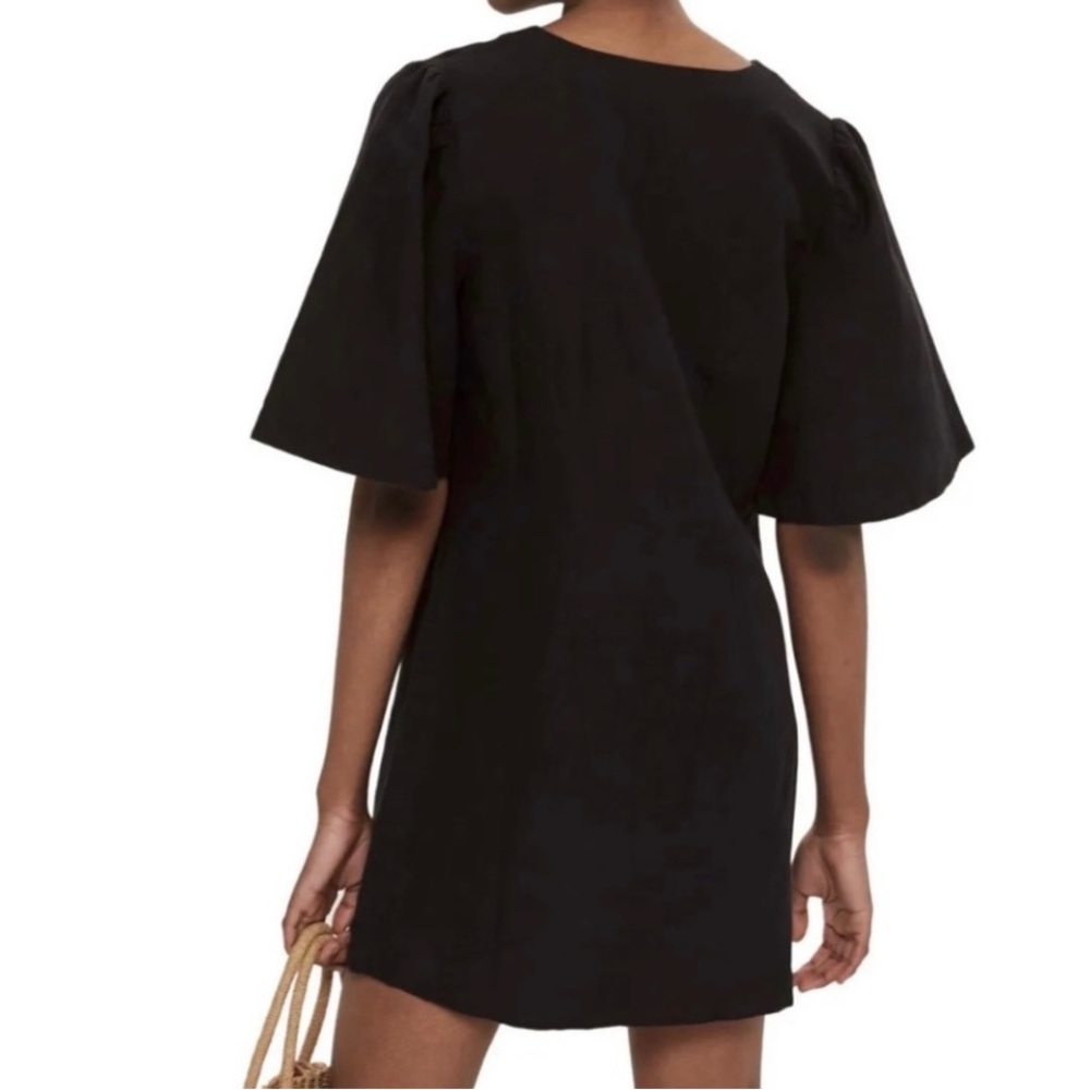 Linen shift dress in dark blue by Topshop, size S